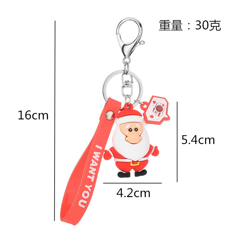 Wholesale Cute Christmas Element pvc Soft Glue Keychain Cartoon  Elk Snowman